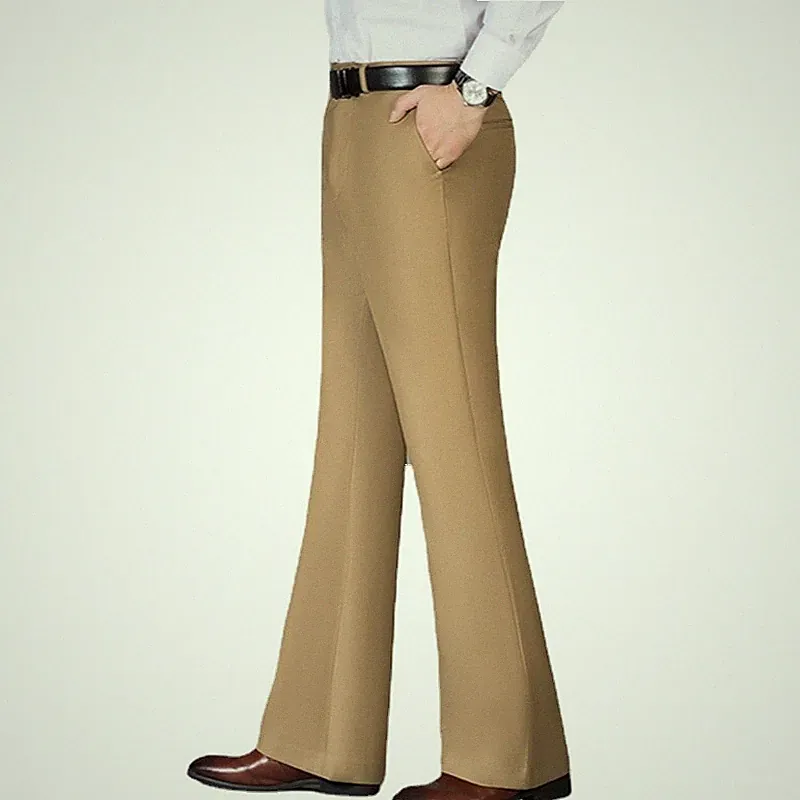 Formelle Herren Glocke Unten Palazzo Hose 70s Retro Slim Fit Bootcut Lange Hosen