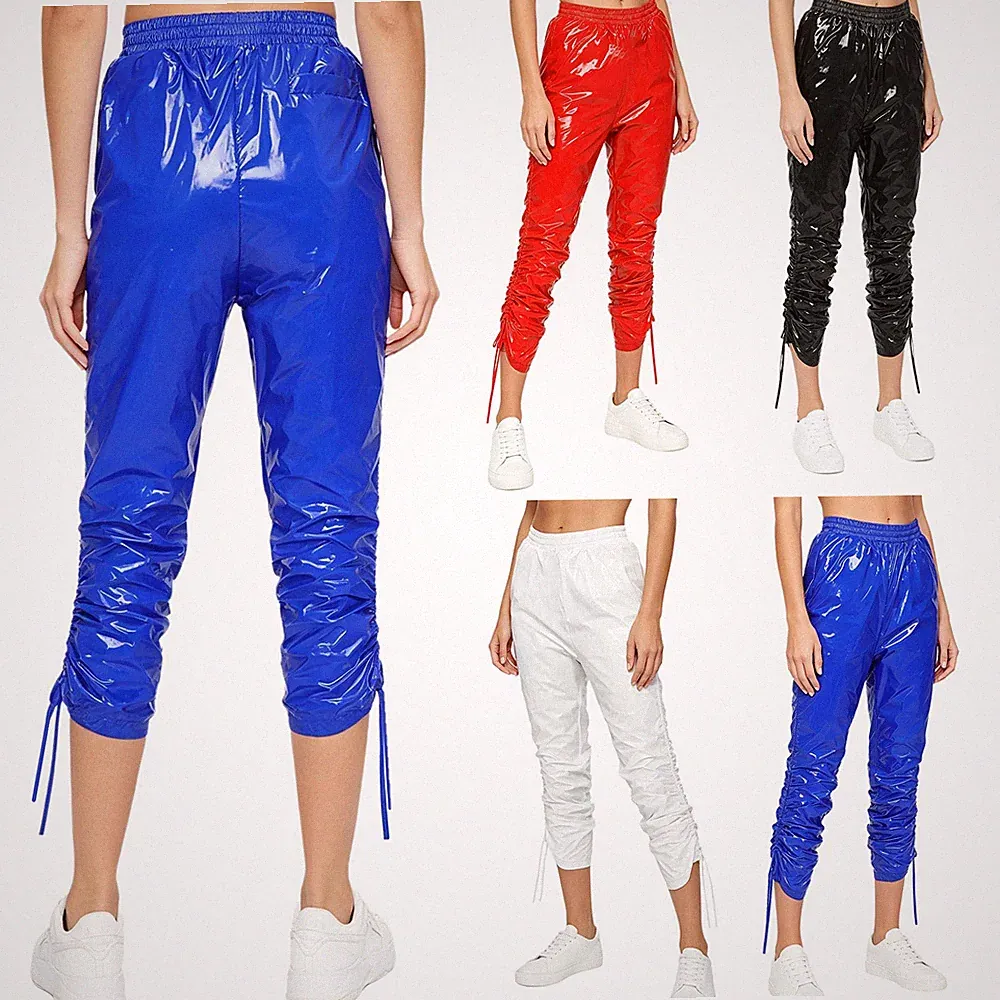 Frauen Gerüschte Capri Geraffte Seiten Hose Shorts Wasserdichte Hose Baggy