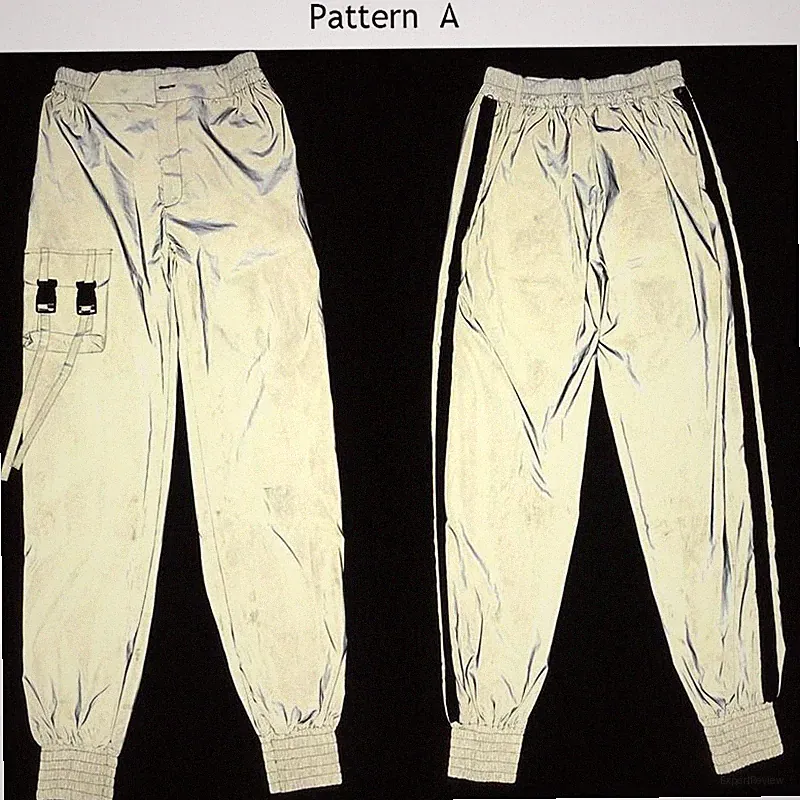 Frauen Männer Reflektierende Cargo-Hosen Streetwear Jogginghose Sport Hip-Hop