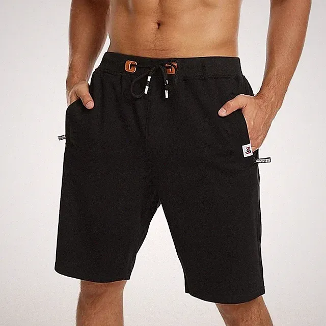 Freizeit Sport Jogginghose Shorts Gummibund Reißverschlusstaschen atmungsaktiv schwarz 5XL