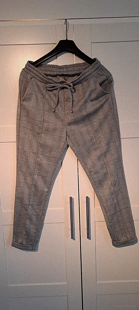 Freizeithose mit Gummizug, Gr. 40, schw./weiß kariert