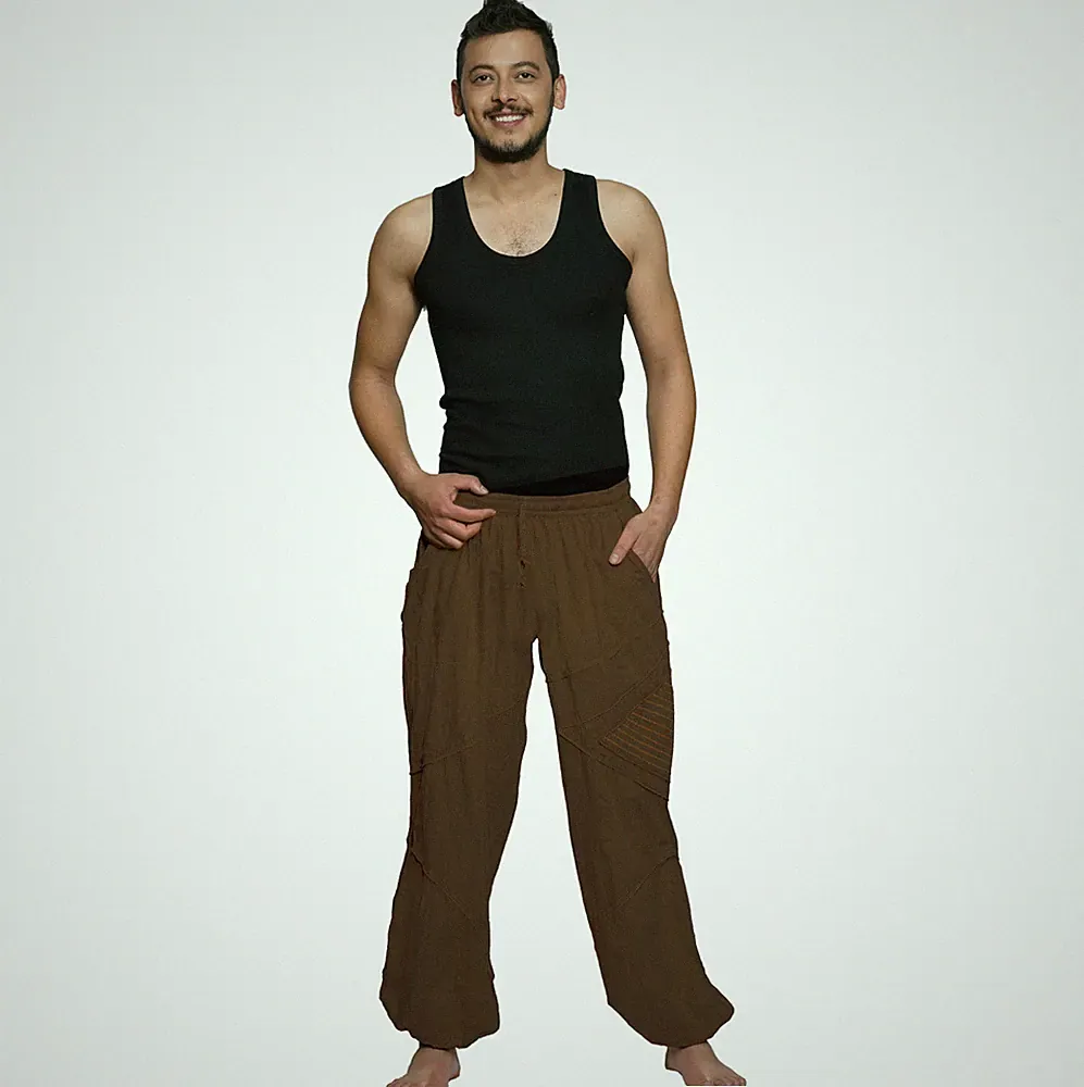 Freizeithose Triangle Hose für Yoga & Fitness Haremshose Stoffhose Herren