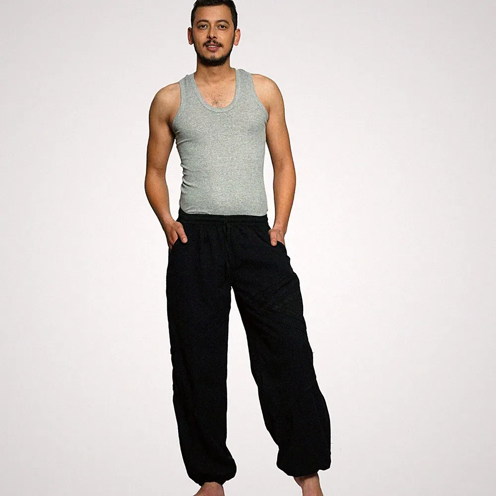 Freizeithose Triangle Hose für Yoga & Fitness Haremshose Stoffhose Herren