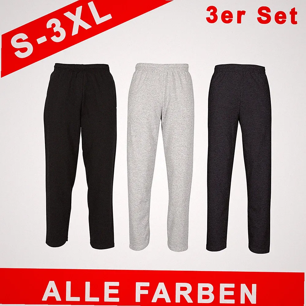 Fruit of the Loom 3er Pack Classic Open Jog Pants Herren | S-3XL | Jogginghose