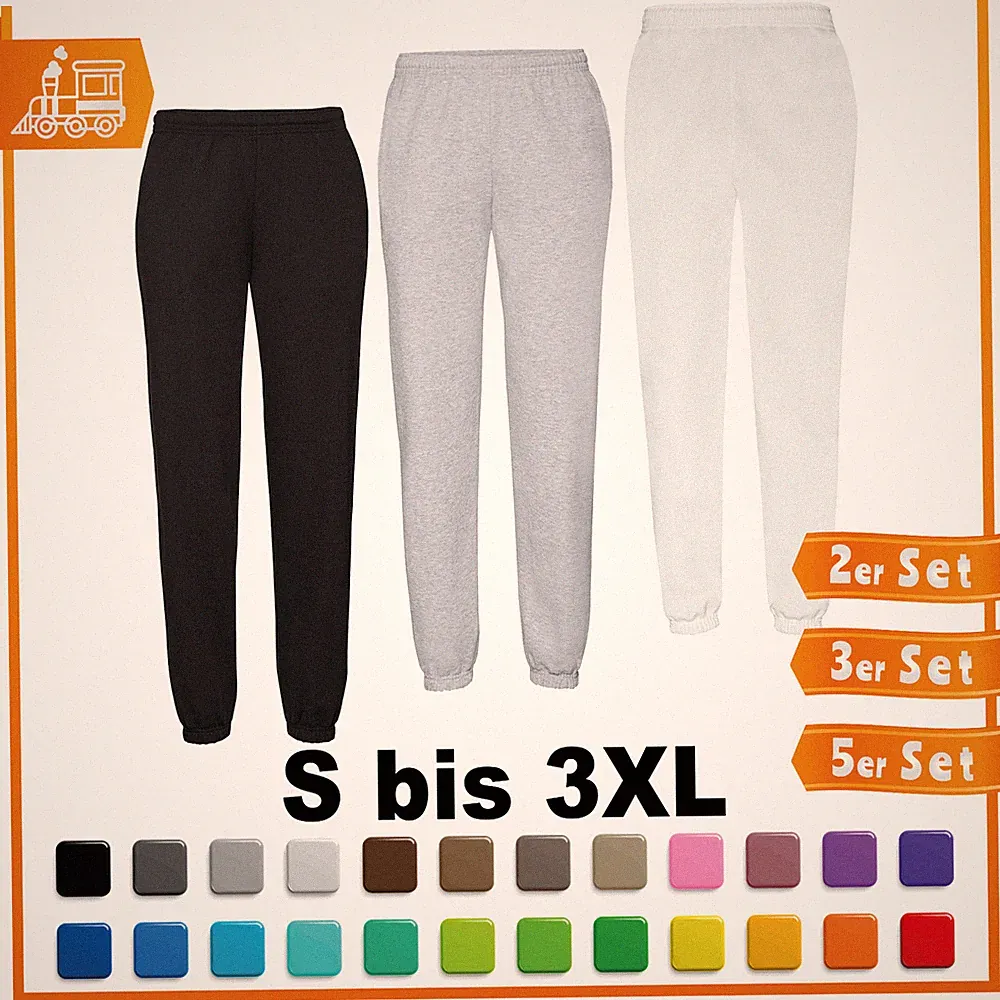Fruit of The Loom FOL Classic Cuff Jog Pants Jogginghose 2-,3-,5er Sparpack Set
