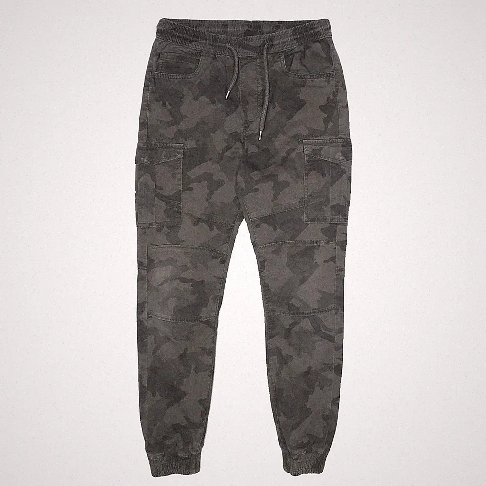 FSBN Herren Baumwollmischung Grau Camouflage Regular Cargo Jogginghose W28 L30