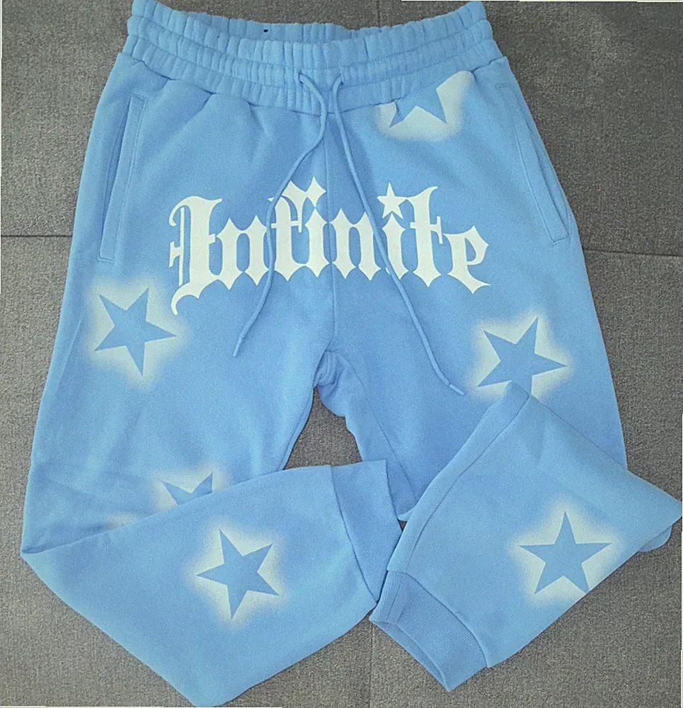FSBN Herren Jogginghose Blau Sterne-Print Gr. M Taschen Kordelzug L78