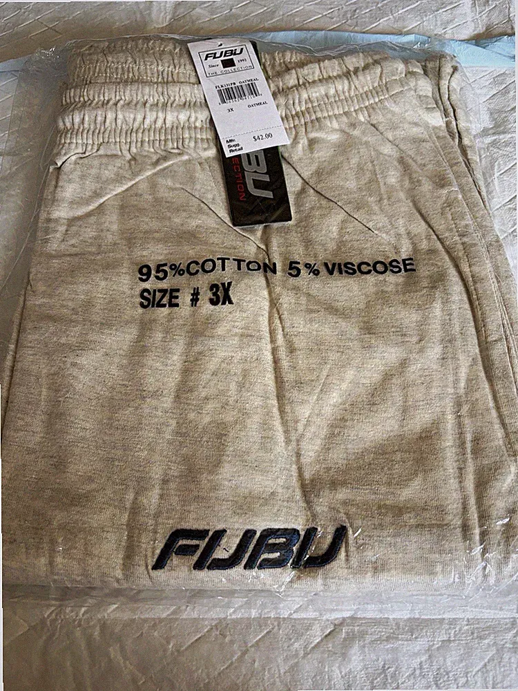 FUBU The Collection Herren Jogginghose Beige 3X 31in Zugband elast. Bund Taschen