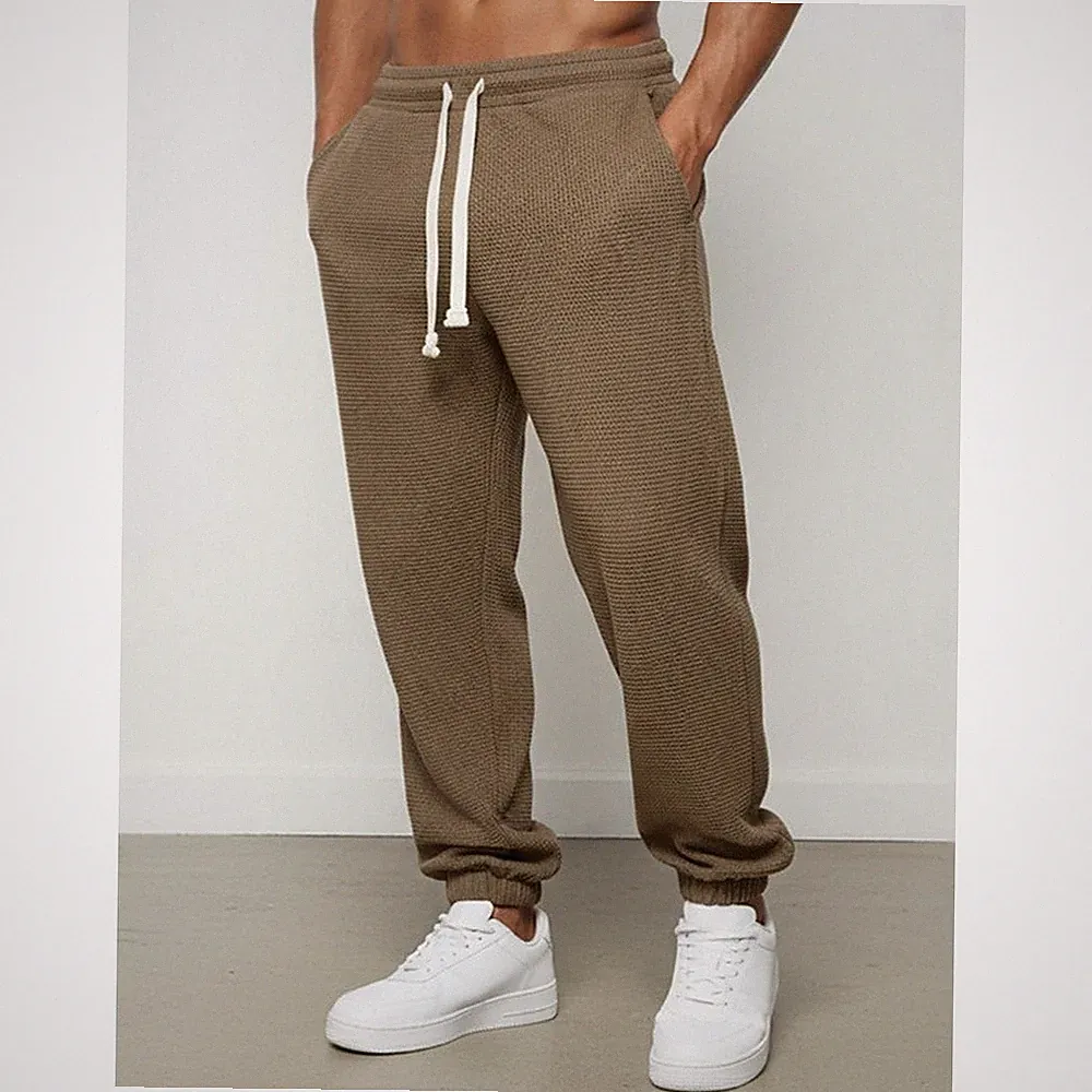 Für den Alltag Herren Jogginghose Polyesterfaser Stoff gesäumt Knopfleiste Ver