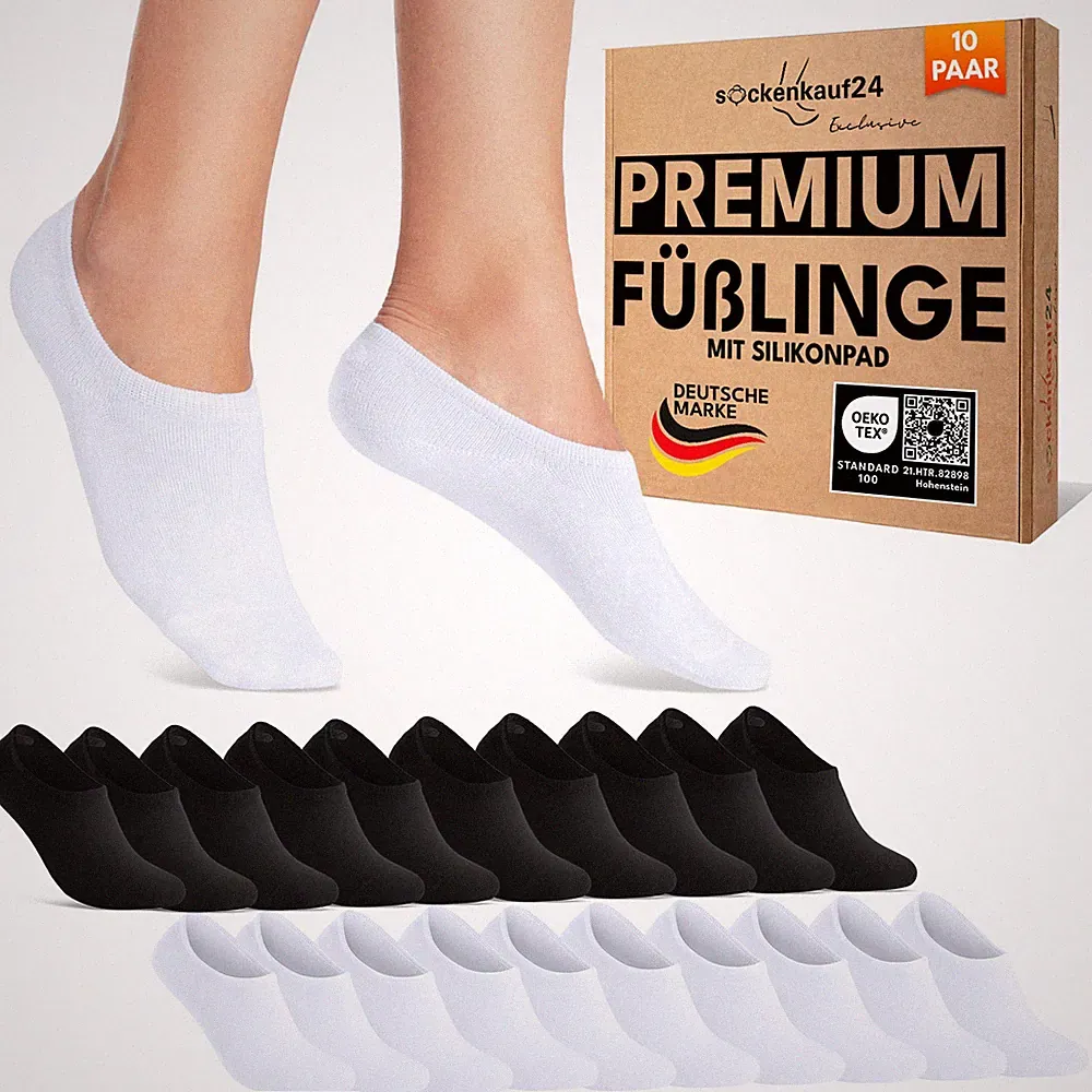 Füßlinge Damen Herren Sneaker Socken unsichtbar Baumwolle mit Silikonpad