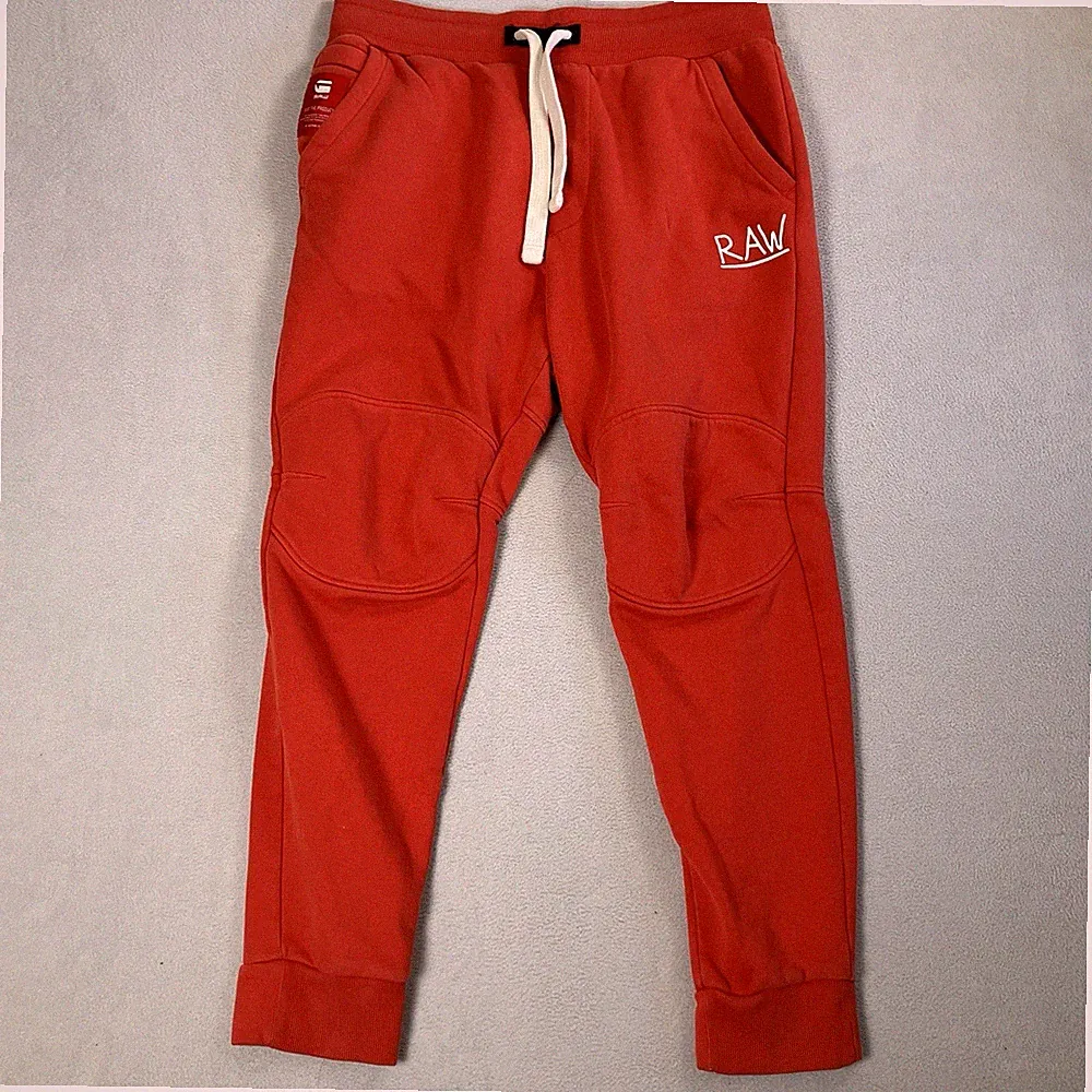 G‑Star RAW 3D Tapered Fit Joggers Red Mens Medium RAW Logo Drawstring Sweatpants
