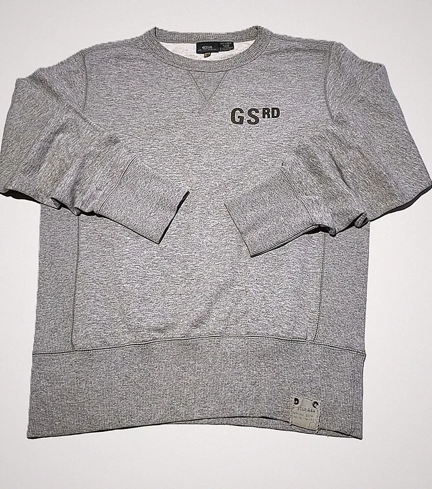 G-Star Raw Sweatshirt M grau Baumwolle bestickt Logo Rücken Print Herren Pullover sehr guter Zustand