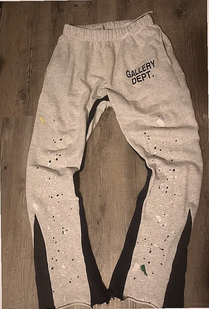 Gallery Dept. Herren Jogginghose Grau/Schwarz M Baumwolle Zugband Logo