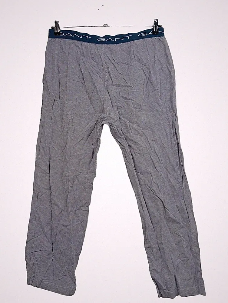 GANT Herren Jogginghose Loungehose Kariert Blau Weiß Logo Bund Gr. 54 XXL
