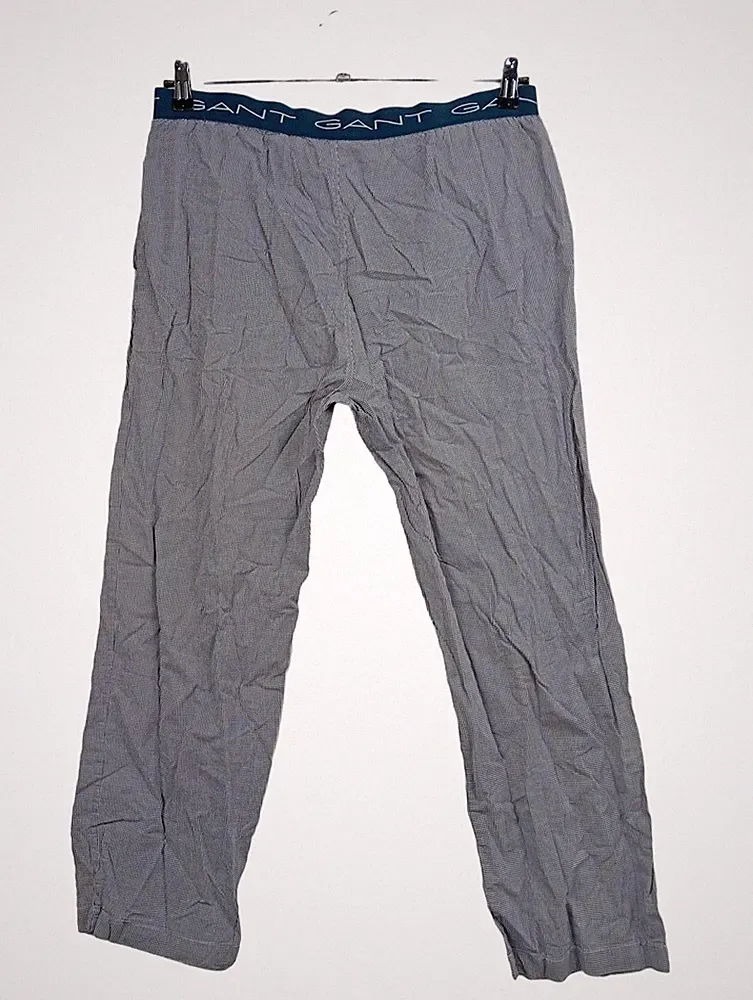 GANT Herren Jogginghose Loungehose Kariert Blau Weiß Logo Bund Gr. 54 XXL