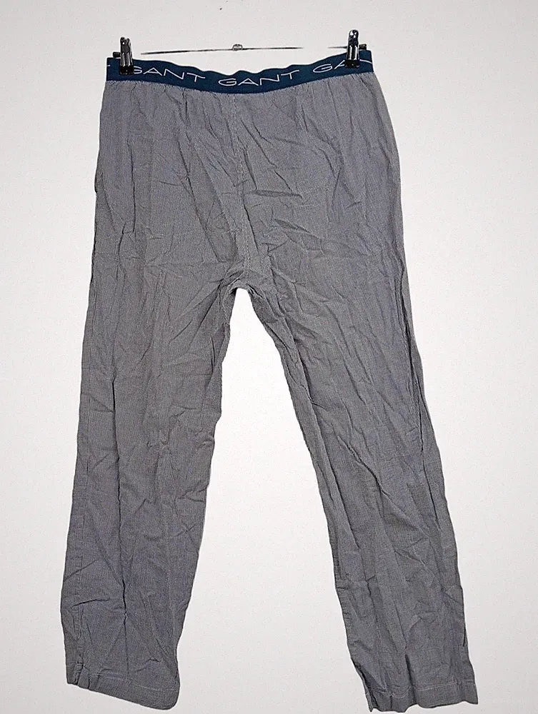 GANT Herren Jogginghose Loungehose Kariert Blau Weiß Logo Bund Gr. 54 XXL