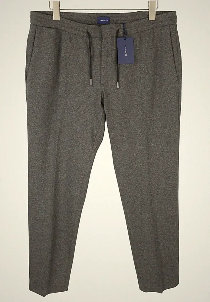 GANT Jersey Herren Hose EU54 Dunkelgrau Melange Slim Drawstring Zip