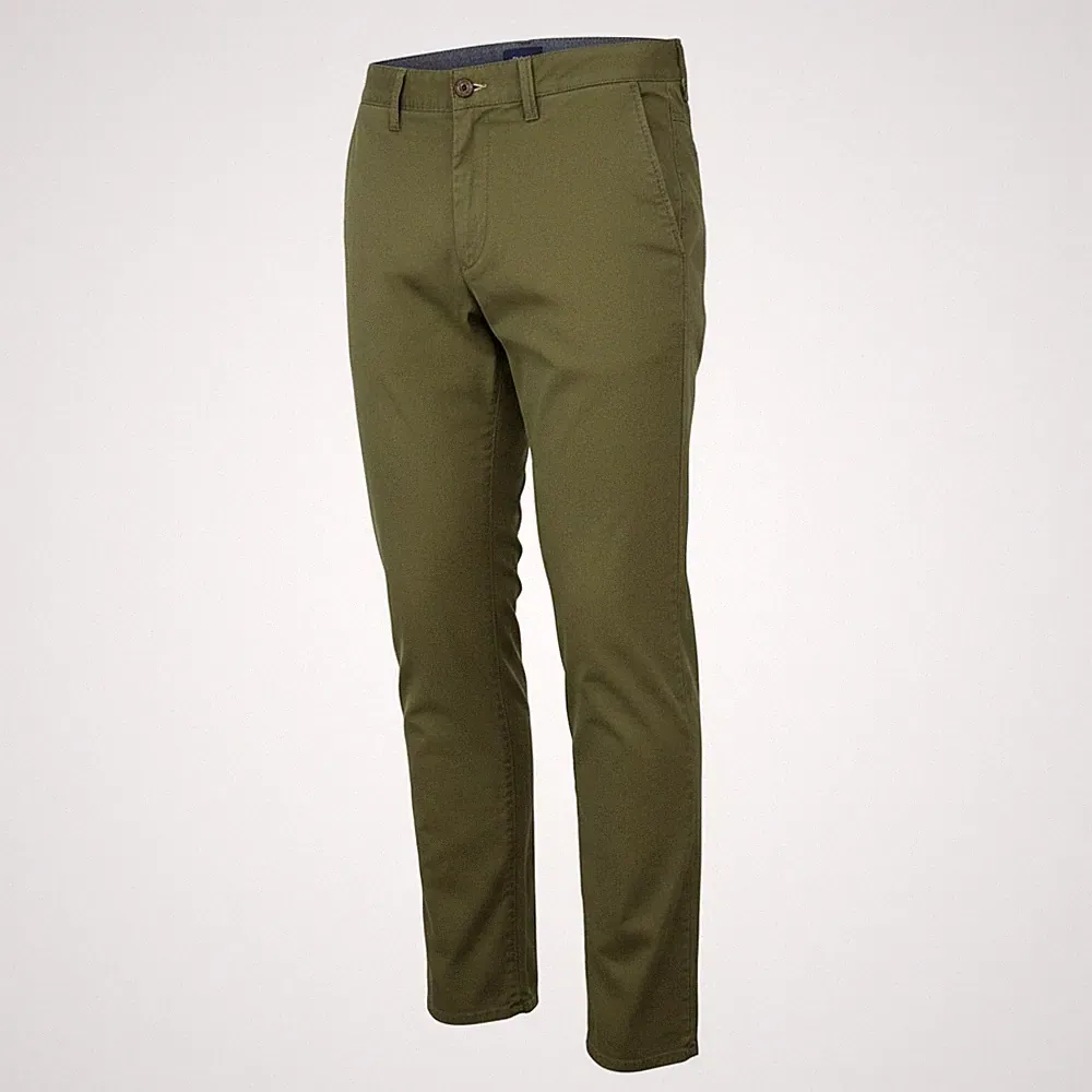 GANT Schlanke Twill Chinos Herrenhose W35/L36 Racing Grün Mit Reißverschluss