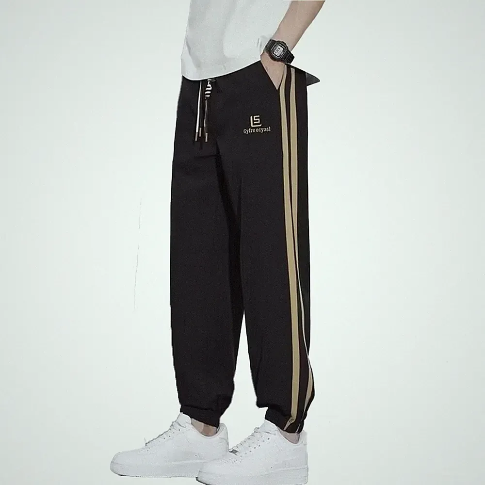 Gestreifte Herren Polyester Hose schnelltrocknend für Sport Laufen Jogginghose