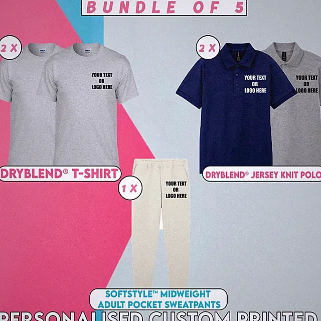 Gildan Personalisiertes Set 5 Sweatpants + Polo Shirts + T-Shirts Workwear