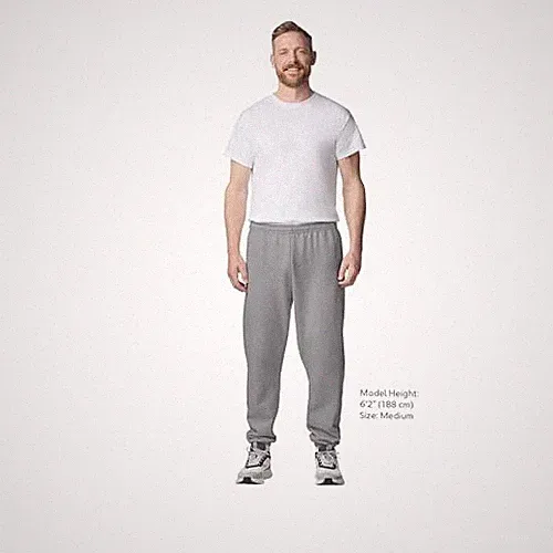 Gildan Sweatpants Herren Fleece Trainingshose G18200 Sport Grey elastisch Groß