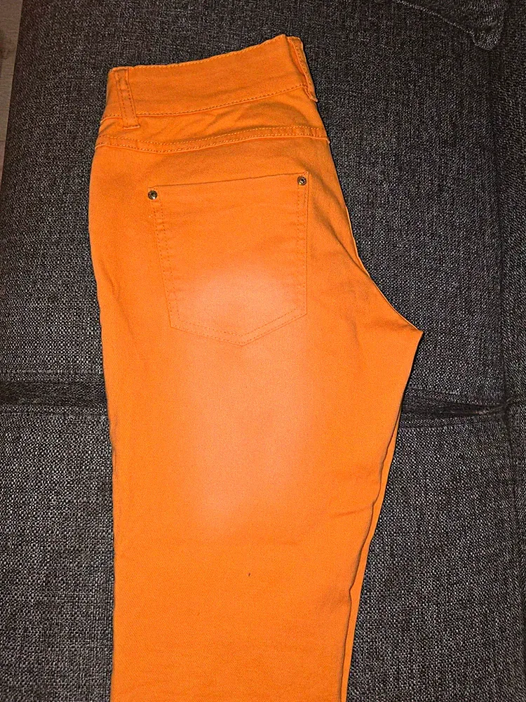 Gina Damen Jogginghose Orange Gr. 40 5-Pocket Nieten Reißverschluss Knopf