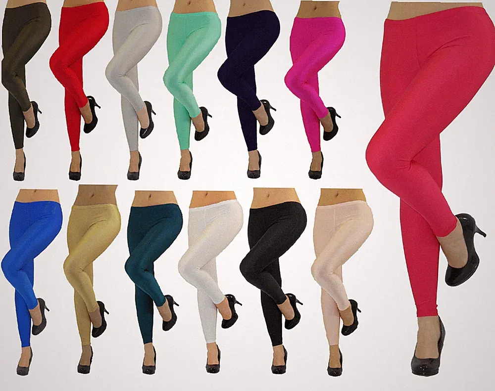 Glanz Leggings Leggins Lang-Radler Jogging Hose elastisch lang Einheitsgrösse