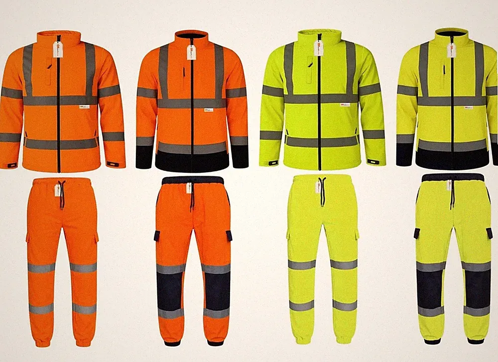 GM Hi Vis Softshell Jacke Cargo Jogginghose Set Herren Reflektierend Workwear UK Mens
