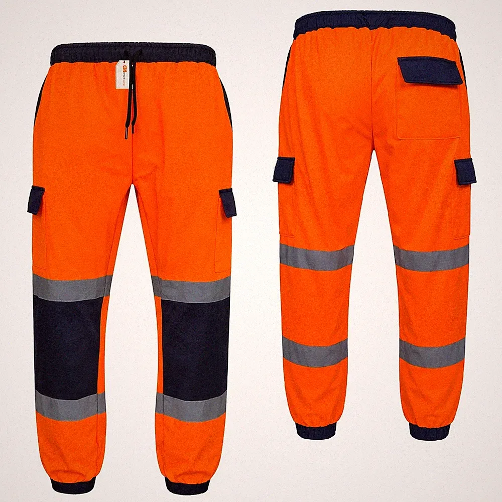 GM Workwear Hi Vis Cargo Jogginghose Herren PSA Fleece Arbeitshose 300D Knie UK