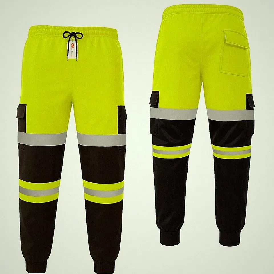 GM Workwear Hi Vis Jogginghose Fleece gefüttert wasserdicht Knie Klasse 3 Arbeit PSA Herren