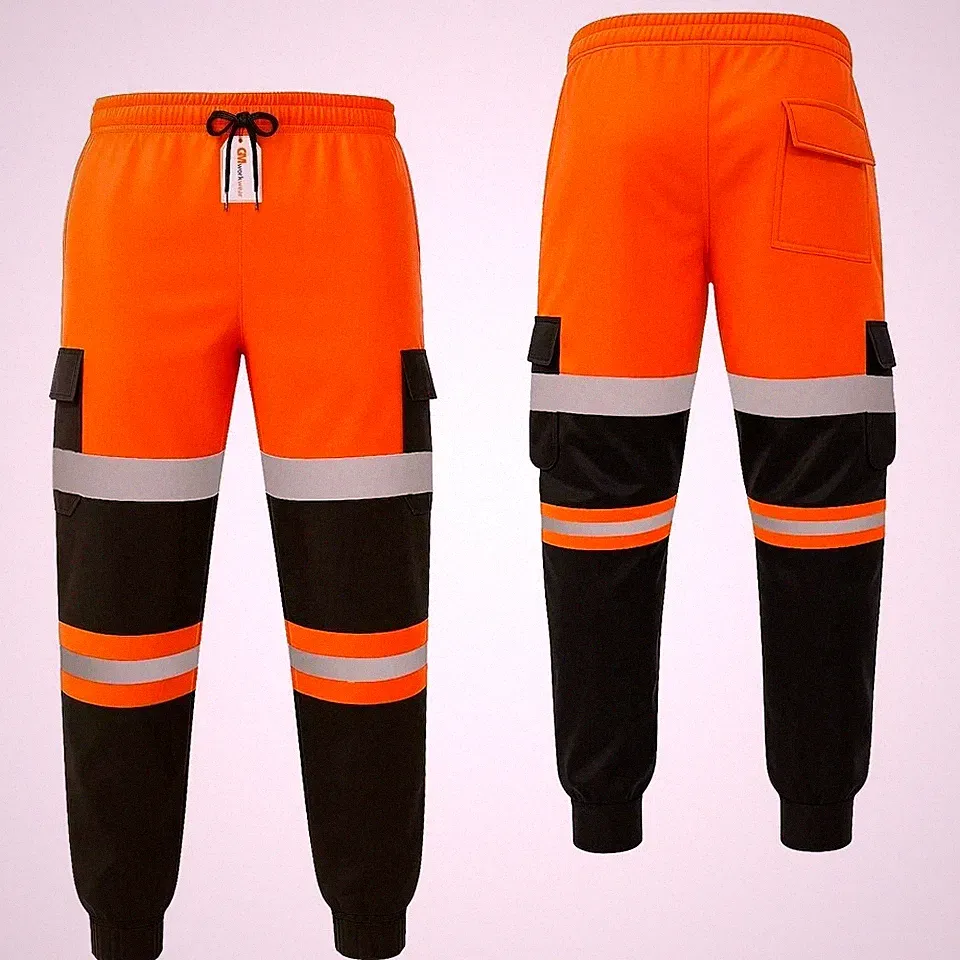 GM Workwear Hi Vis Jogginghose Fleece gefüttert wasserdicht Knie Klasse 3 Arbeit PSA Herren