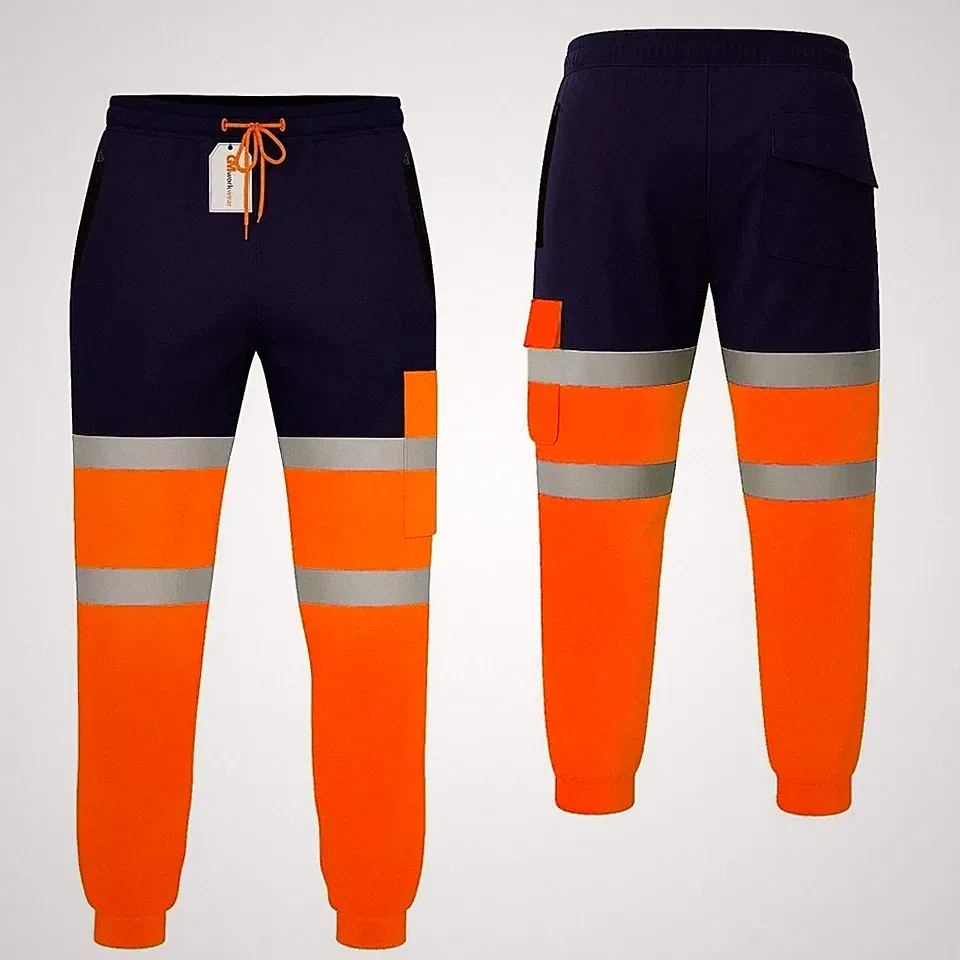 GM Workwear Hi Vis Jogginghose Fleece gefüttert wasserdicht Knie Klasse 3 Arbeit PSA Herren