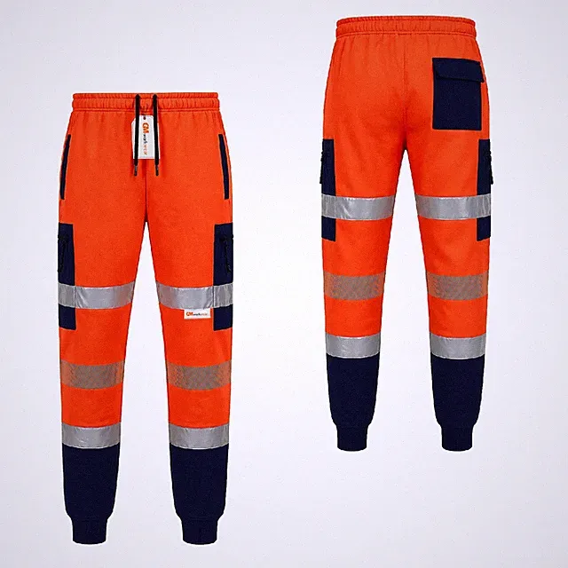 GM Workwear Herren Hi Vis Reflektierende Jogginghose Orange Navy Rail Spec Hose