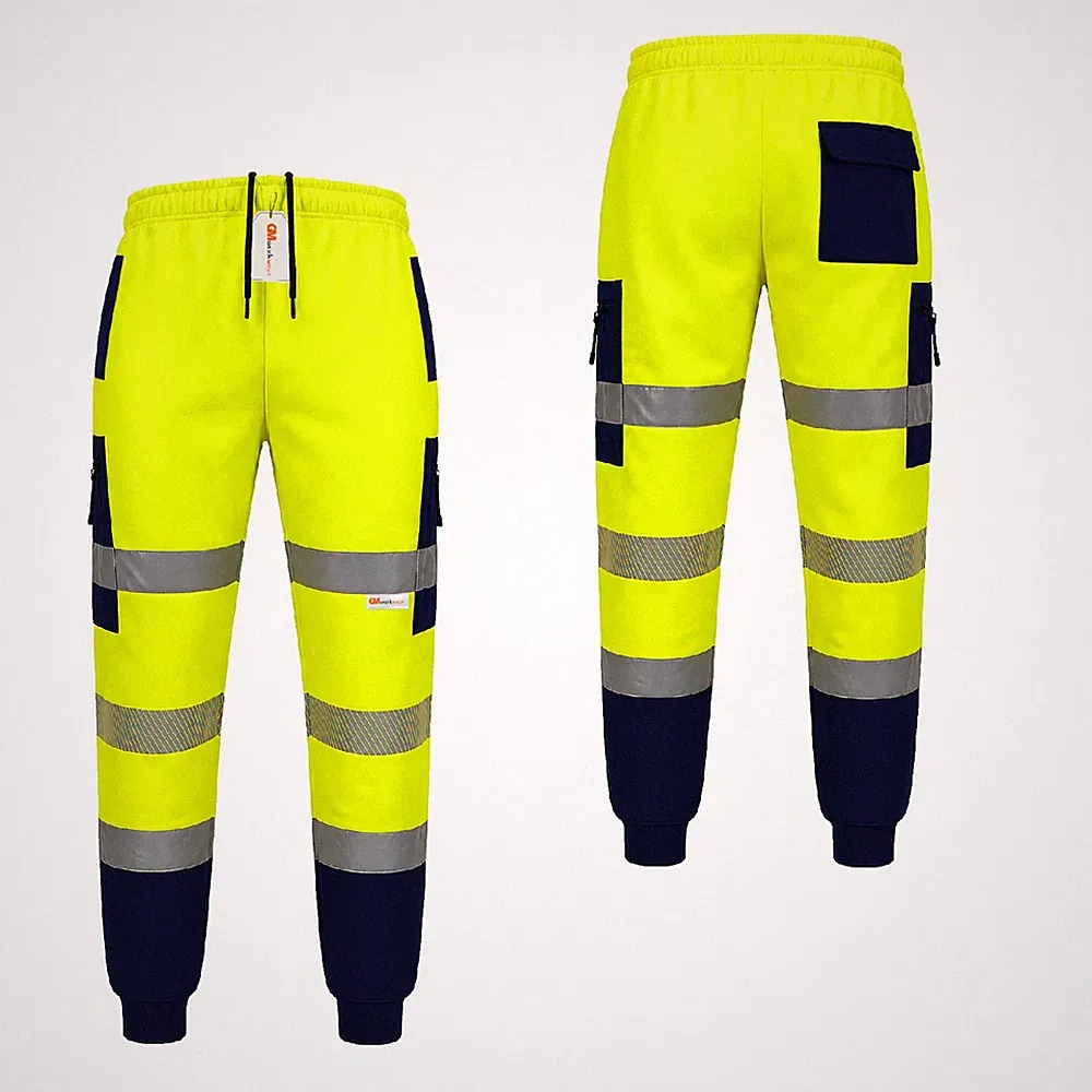 GM Workwear Hi Vis Jogginghose reflektierende Sicherheitshose orange navy Rail Spec Herren