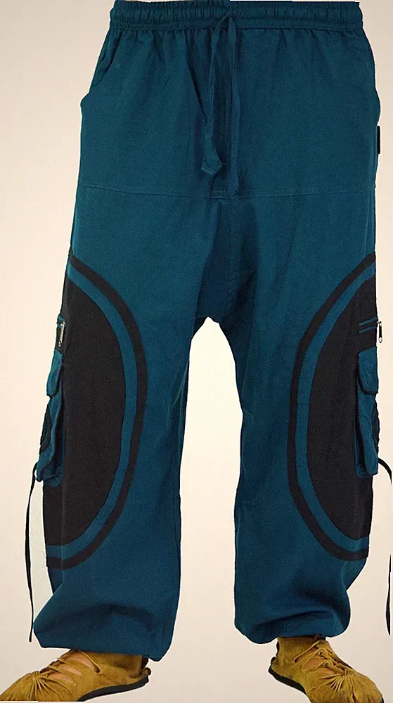 Goahose, Herren Yoga Hose, bequeme Freizeithose - petrol/schwarz