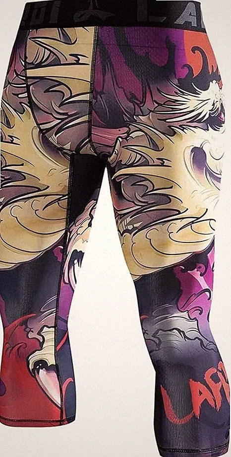 Gr. XL LAFROI Herren Combat Compression Fit 3/4 Tights Leggings Blood Moon CPE79