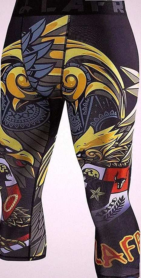 Gr. XL LAFROI Herren Combat Compression Fit 3/4 Tights Leggings Royal CPE80