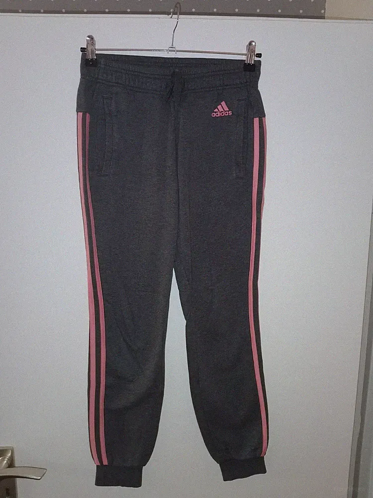 Grau-Rosa meliert locker "adidas" Basic Jogginghose Sporthose Haushose in 2XS