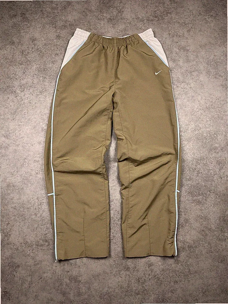 Grün, beige Nike Trackpants Sporthose (S) Hose Herren Trainingshose 2000s vinatg