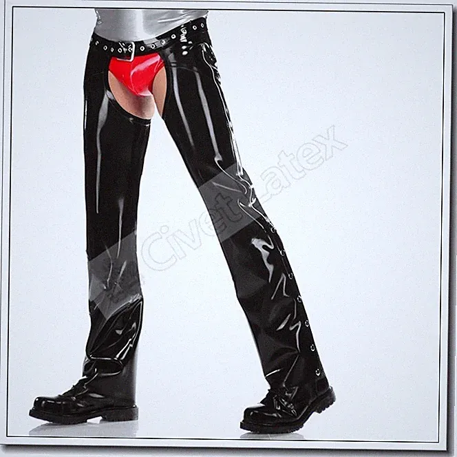 Gummi Rubber Men Pants Crotch Open Trousers Jean Sexy Cool Cowboy Customize E102
