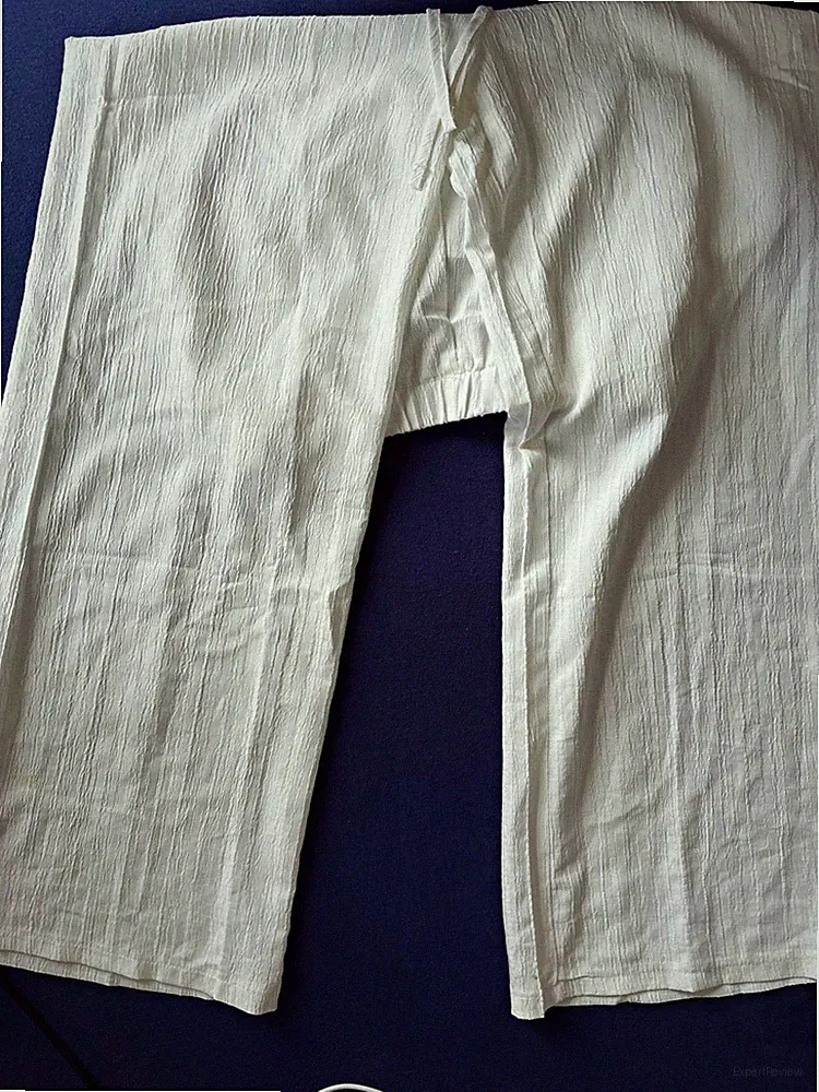 H&M Damen line Hose Weiß Gr. M Normalgröße elastischer Bund Baumwollmix