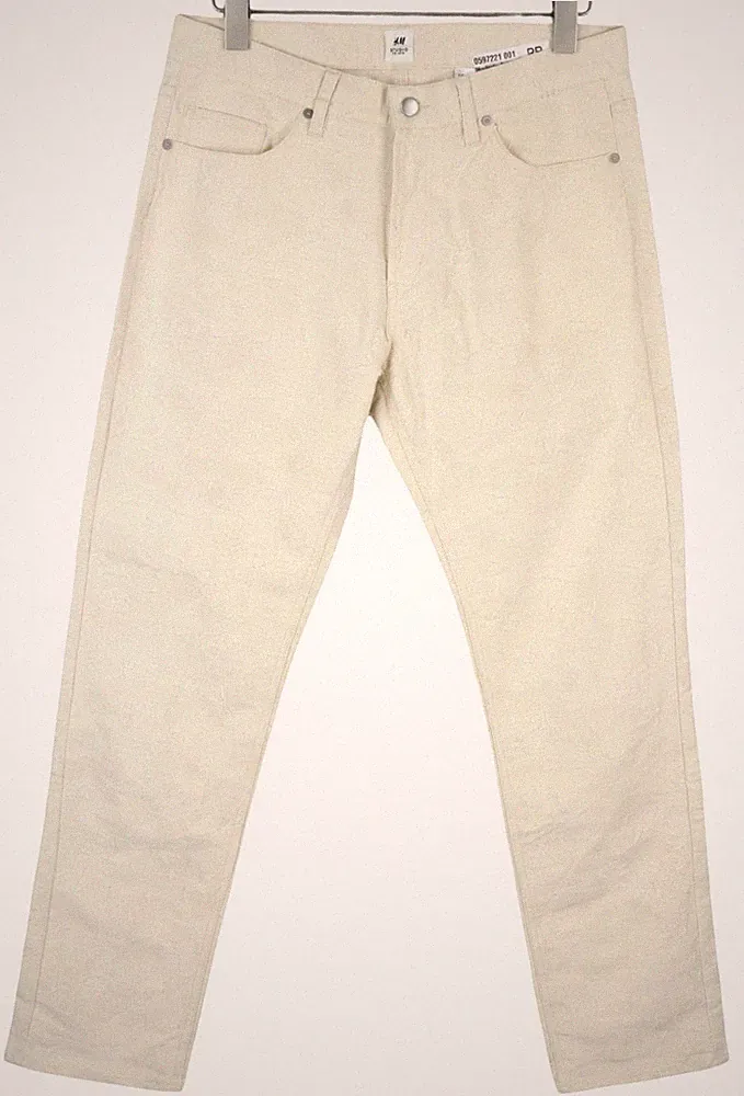 H&M Herren Hose W31 Hellbeige Slim Fit Texturiert Mit Reißverschluss Lässig