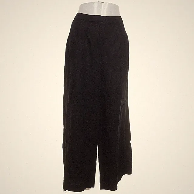 H&M, Palazzohose, Größe: 48, Schwarz, Leinen/Polyester/Viskose, Einfarbig #iHf