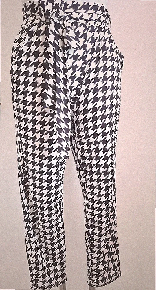 Hahnentritt Hose Mit Bindegürtel