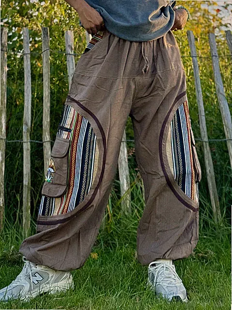 Hanf Baumwolle Baggy Hippie Hose Gummibund Freizeit Festival Hose