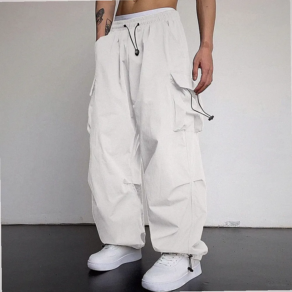 Harajuku Oversized Fallschirmhose Herren Streetwear Wide Leg Jogginghose