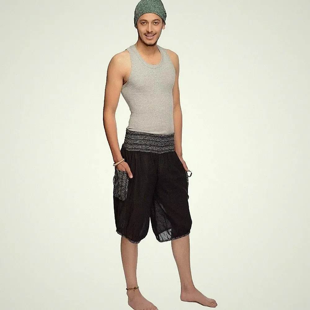 Haremshose Varkala Shorts Bermuda gesmokt Jogginghose Sweathose Freizeithose