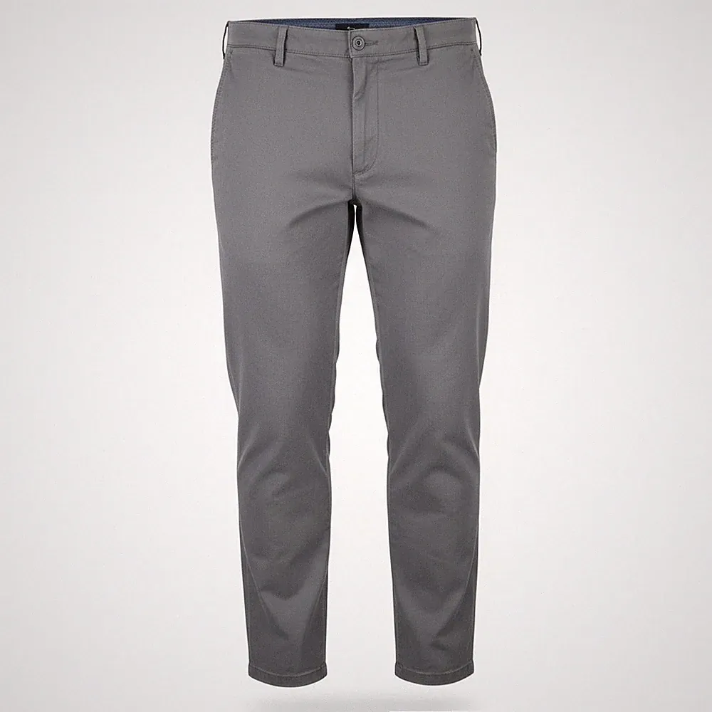 HARMONT & BLAINE Herren Chino Hose W37 Grau Regular Baumwolle 98% 2% Elastan