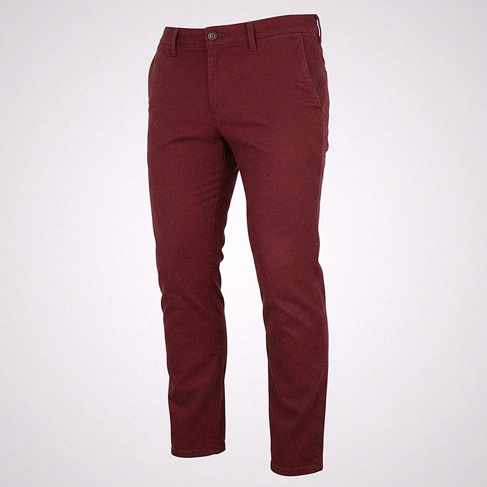 HARMONT & BLAINE Herren Chino-Hose W37 Schmal Burgunder Baumwolle