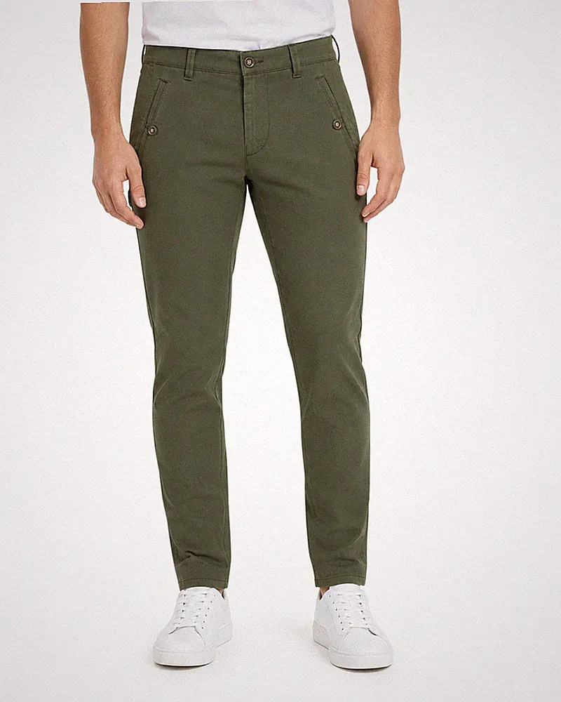 Harmont & Blaine Herren Hose 46 W33 Khaki Grün Narrow Fit Zip Fly